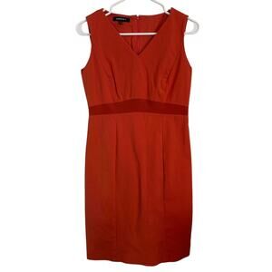 Lafayette 148 NY Orange‎ Sleeveless Sheath Dress Size 2 V-Neck Tailored